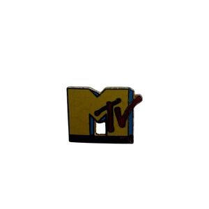 Vintage MTV Music Television Logo Enamel Lapel Pin Yellow Red 80s 90s Music